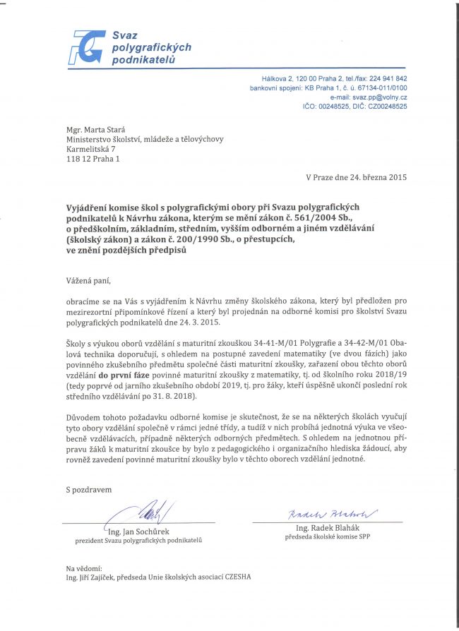 Zkouška z matematiky - vyjádření